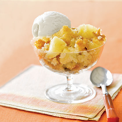 pineapple cobbler in a cup with icecream
